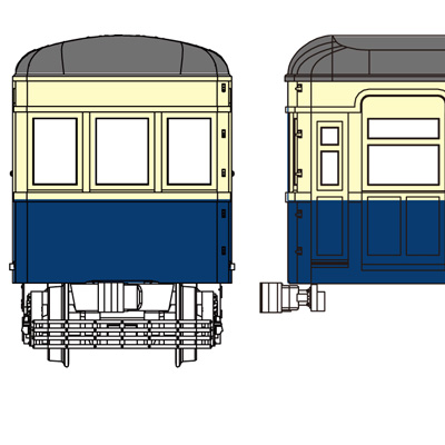 14m級電車プラキット （色：紺 クリーム）　商品画像