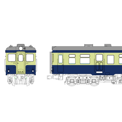 キハ20バス窓（色：青、黄褐）台車DT19　商品画像