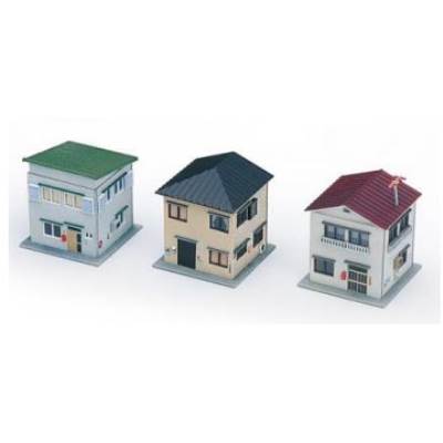 着色済み 住宅セットD（昭和50年代 3棟入り）