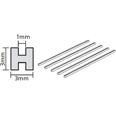 透明プラ材3mmH形棒(5本入) 