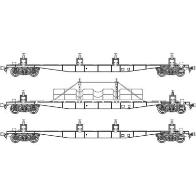 チキ5500 50mレール積載具付3両セット チキ塗装:黒 