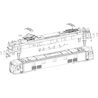 EF58車体キットC(SG煙突ダクト形 フィルター鎧型 正面手すりあり）