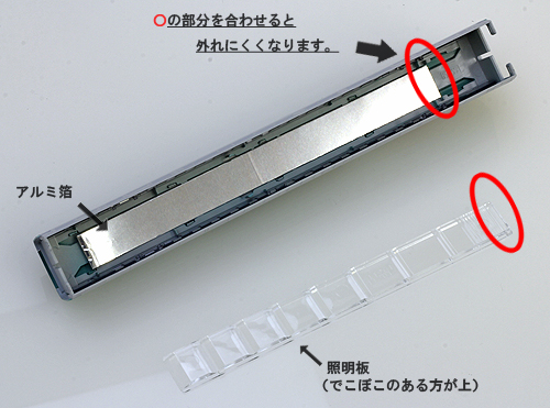 アルミ箔・照明板の取り付け