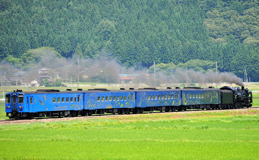 田園を走行するSL銀河